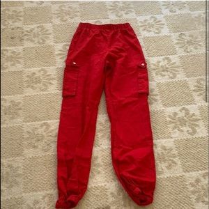 Petite Red Pocket Detail Cargo Pants